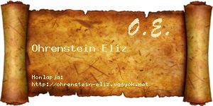 Ohrenstein Eliz névjegykártya